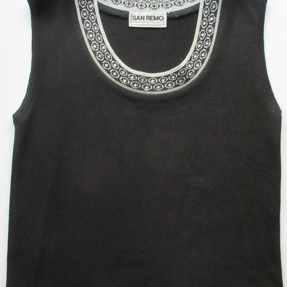 San Remo Laura Knits Women’s 3 Pc Suit Twin Set & Skirt Sz Small/Petite Black - Picture 6 of 16